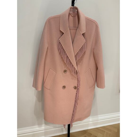 LoveShackFancy Mark Miller Cashmere Fringe Coat in Pink -Womens Small - Picture 5 of 8